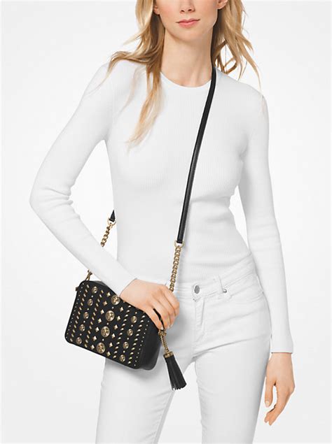 michael kors ginny medium embellished leather crossbody|MICHAEL Michael Kors Ginny Medium Embellished Leather .